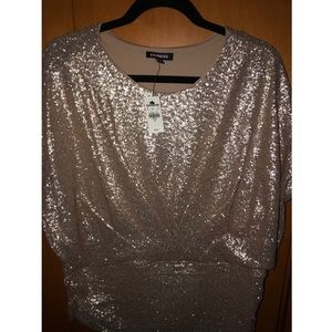 Express Sequin Cinched Front Top